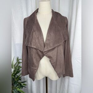 NAOKO Women’s Taupe Brown Suede Drape Open Front Jacket Sz XS